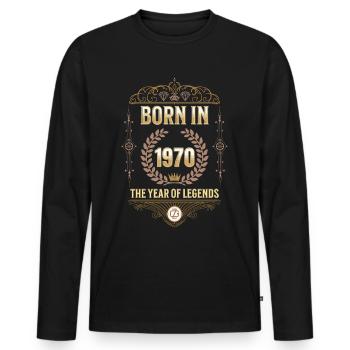 Geboren 1970 – Das Jahr der Legenden Geschenkidee - Männer Premium Bio Langarmshirt - Schwarz - Vorne - Nico (187cm)