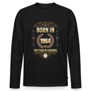 Born in 1964 – The Year of Legends Gift Idea - Men's Premium Organic Long Sleeve Shirt - black - Front - Nico (187cm)