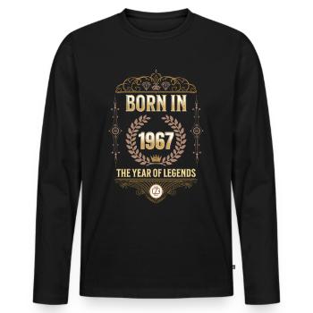 Born in 1967 – The Year of Legends Gift Idea - Men's Premium Organic Long Sleeve Shirt - black - Front - Nico (187cm)