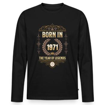 Born in 1971 – The Year of Legends Gift Idea - Men's Premium Organic Long Sleeve Shirt - black - Front - Nico (187cm)