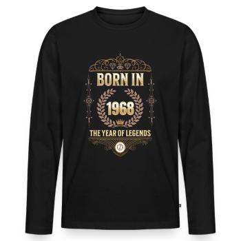 Born in 1968 – The Year of Legends Gift Idea - Men's Premium Organic Long Sleeve Shirt - black - Front - Nico (187cm)