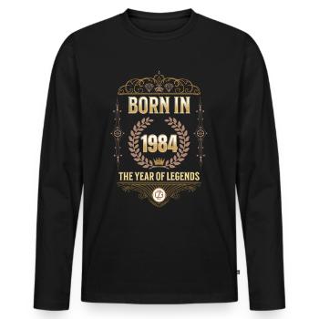 Born in 1984 – The Year of Legends Gift Idea - Men's Premium Organic Long Sleeve Shirt - black - Front - Nico (187cm)