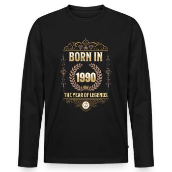 Born in 1990 – The Year of Legends Gift Idea - Men's Premium Organic Long Sleeve Shirt - black - Front - Nico (187cm)