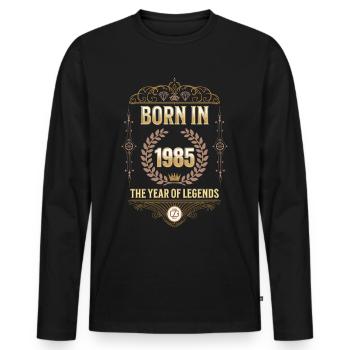 Born in 1985 – The Year of Legends Gift Idea - Men's Premium Organic Long Sleeve Shirt - black - Front - Nico (187cm)