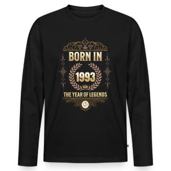 Born in 1993 – The Year of Legends Gift Idea - Men's Premium Organic Long Sleeve Shirt - black - Front - Nico (187cm)