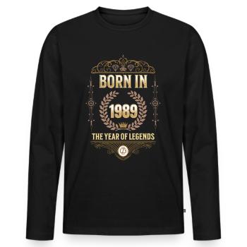 Born in 1989 – The Year of Legends Gift Idea - Men's Premium Organic Long Sleeve Shirt - black - Front - Nico (187cm)