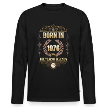 Born in 1976 – The Year of Legends Gift Idea - Men's Premium Organic Long Sleeve Shirt - black - Front - Nico (187cm)