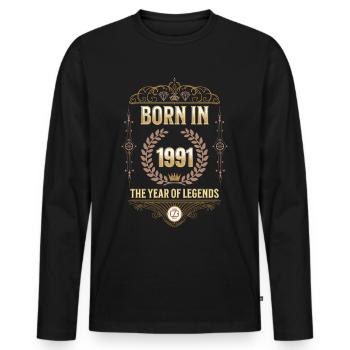Born in 1991 – The Year of Legends Gift Idea - Men's Premium Organic Long Sleeve Shirt - black - Front - Nico (187cm)