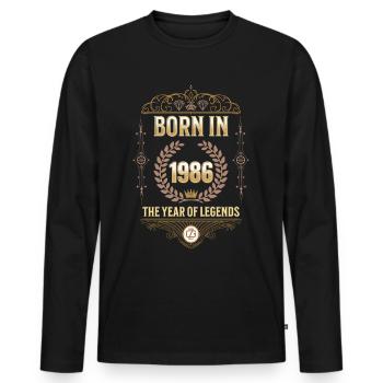 Born in 1986 – The Year of Legends Gift Idea - Men's Premium Organic Long Sleeve Shirt - black - Front - Nico (187cm)