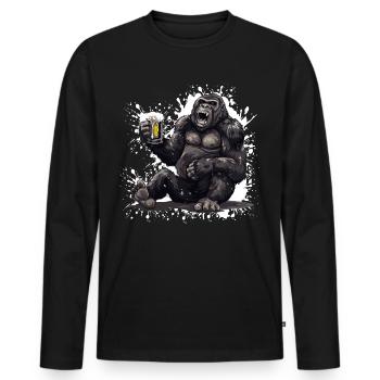 Gorilla Beer Funny - Men's Premium Organic Long Sleeve Shirt - black - Front - Nico (187cm)