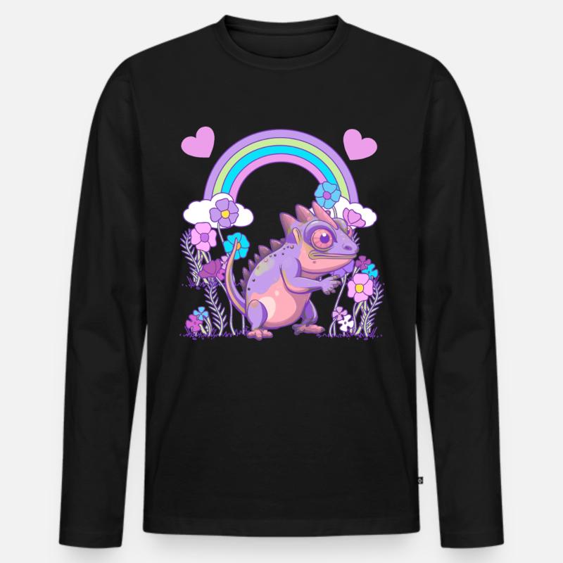 Echse Drache Drachen - Männer Premium Bio Langarmshirt - Schwarz