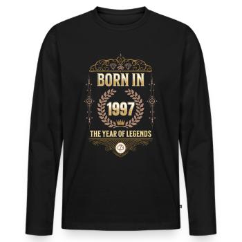 Geboren 1997 – Das Jahr der Legenden Geschenkidee - Männer Premium Bio Langarmshirt - Schwarz - Vorne - Nico (187cm)