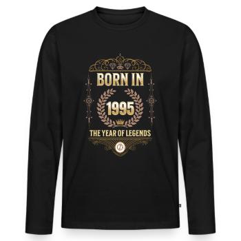 Born in 1995 – The Year of Legends Gift Idea - Men's Premium Organic Long Sleeve Shirt - black - Front - Nico (187cm)