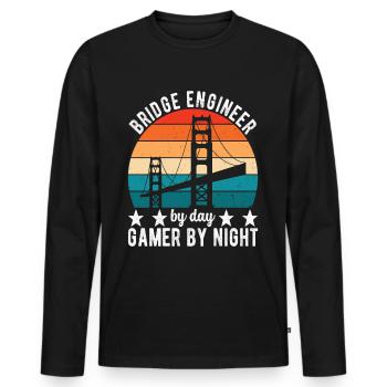 Ingénieur des ponts Construction de ponts - T-shirt manches longues Premium bio Homme - noir - Devant - Nico (187cm)