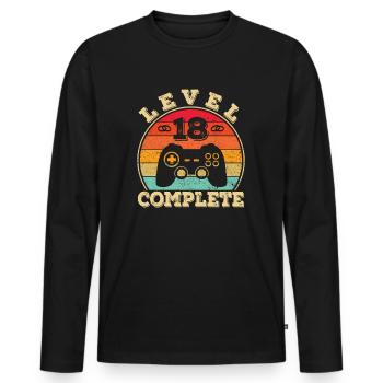 18ème anniversaire de mariage 18 ans de mariage Mariage turquoise - T-shirt manches longues Premium bio Homme - noir - Devant - Nico (187cm)