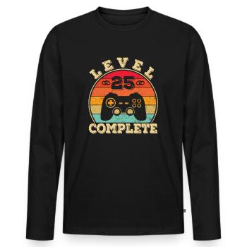 25e anniversaire de mariage 25 ans de mariage Noces d’argent - T-shirt manches longues Premium bio Homme - noir - Devant - Nico (187cm)