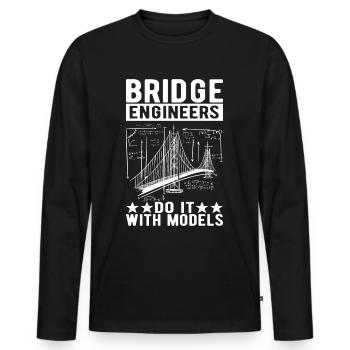 Ingénieur des ponts Construction de ponts - T-shirt manches longues Premium bio Homme - noir - Devant - Nico (187cm)