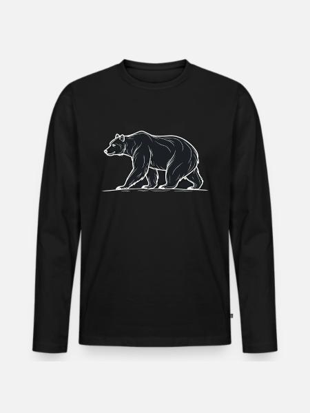 Geometrisches Bären Bär Braunbär Outdoor Natur - Männer Premium Bio Langarmshirt - Schwarz