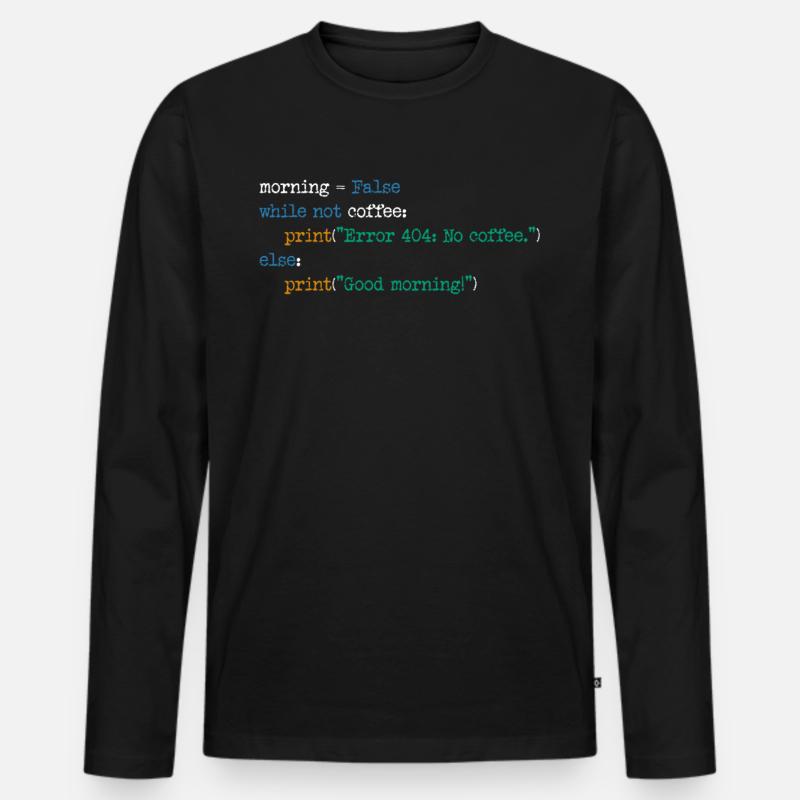 Informatique Café Code Programmeur Cadeau T-shirt manches longues Premium bio Homme