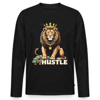 Hustle King – Lion Lion Winners & Movers & Shakers - T-shirt manches longues Premium bio Homme - noir - Devant - Nico (187cm)