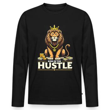 Hustle King – Lion Lion Winners & Movers & Shakers - Men's Premium Organic Long Sleeve Shirt - black - Front - Nico (187cm)
