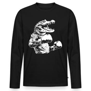 Alligator Boxen Kämpfer MMA - Männer Premium Bio Langarmshirt - Schwarz - Vorne - Nico (187cm)