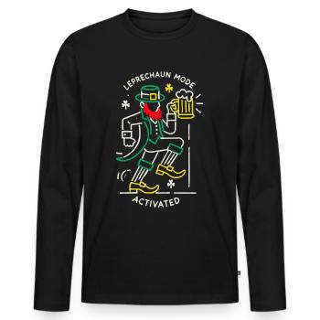 Leprechaun Mode Activates St. Patrick's Day Celebration - Men's Premium Organic Long Sleeve Shirt - black - Front - Nico (187cm)