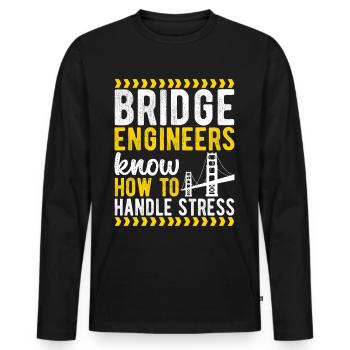 Ingénieur des ponts Construction de ponts - T-shirt manches longues Premium bio Homme - noir - Devant - Nico (187cm)