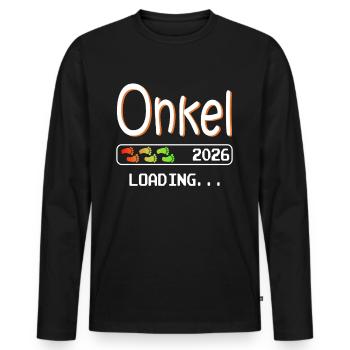 Werdender Onkel 2026 loading ich werde Onkel - Männer Premium Bio Langarmshirt - Schwarz - Vorne - Nico (187cm)