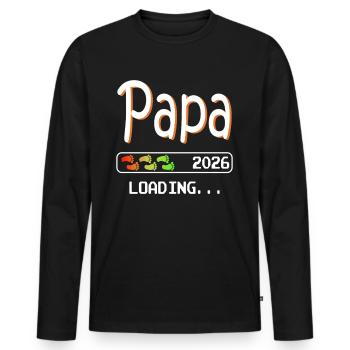 Papa 2026 loading Werdender Vater Schwangerschaft - Männer Premium Bio Langarmshirt - Schwarz - Vorne - Nico (187cm)