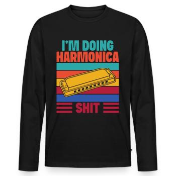 Funny Harmonica Player Doing Shit Harmonica - Männer Premium Bio Langarmshirt - Schwarz - Vorne - Nico (187cm)