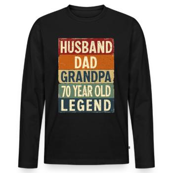 70th birthday man 70 years old 70s 70s grandpa - Men's Premium Organic Long Sleeve Shirt - black - Front - Nico (187cm)