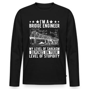 Ingénieur des ponts Construction de ponts - T-shirt manches longues Premium bio Homme - noir - Devant - Nico (187cm)