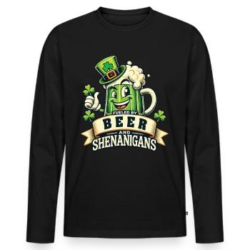 Bière et farces de la Saint-Patrick - T-shirt manches longues Premium bio Homme - noir - Devant - Nico (187cm)