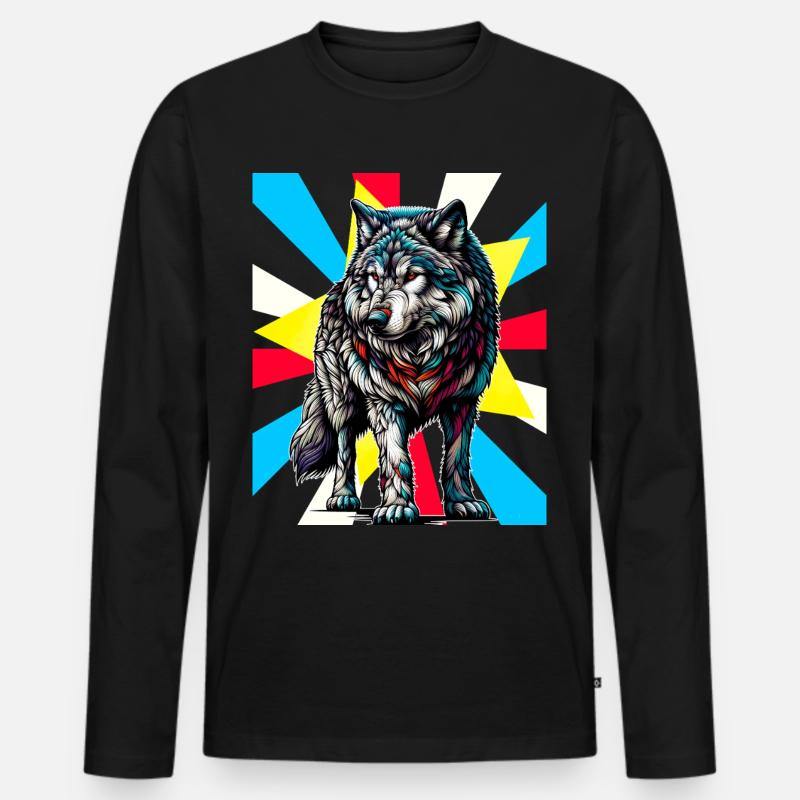 Wolf Wölfe Tattoo - Männer Premium Bio Langarmshirt - Schwarz