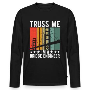 Ingénieur des ponts Construction de ponts - T-shirt manches longues Premium bio Homme - noir - Devant - Nico (187cm)