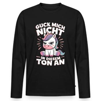 Guck Mich Nicht In Diesem Ton An - Männer Premium Bio Langarmshirt - Schwarz - Vorne - Nico (187cm)