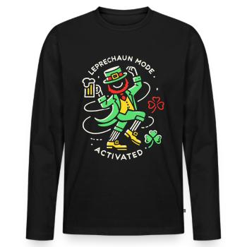 St. Patrick's Day Leprechaun Mode Enabled - Men's Premium Organic Long Sleeve Shirt - black - Front - Nico (187cm)