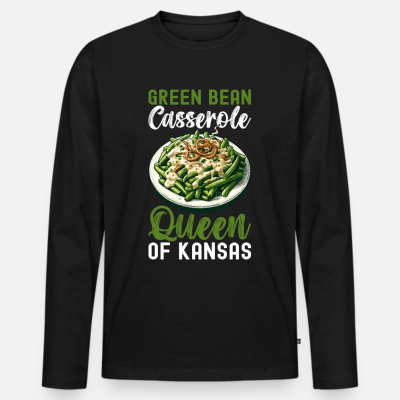 Grüne Bohnen Auflauf - Männer Premium Bio Langarmshirt - Schwarz