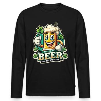 St. Patricks Day Lustiger Bier Humor - Männer Premium Bio Langarmshirt - Schwarz - Vorne - Nico (187cm)