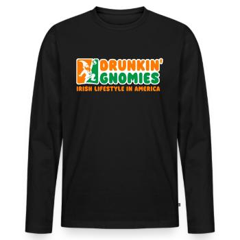 Saint-Patrick Gnomies ivres - T-shirt manches longues Premium bio Homme - noir - Devant - Nico (187cm)