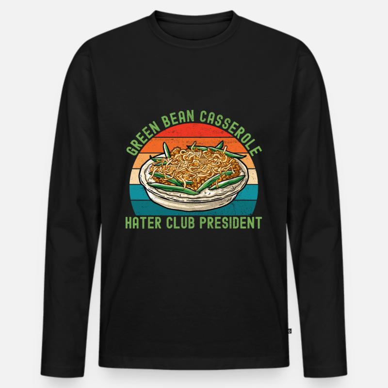 Grüne Bohnen Auflauf - Männer Premium Bio Langarmshirt - Schwarz