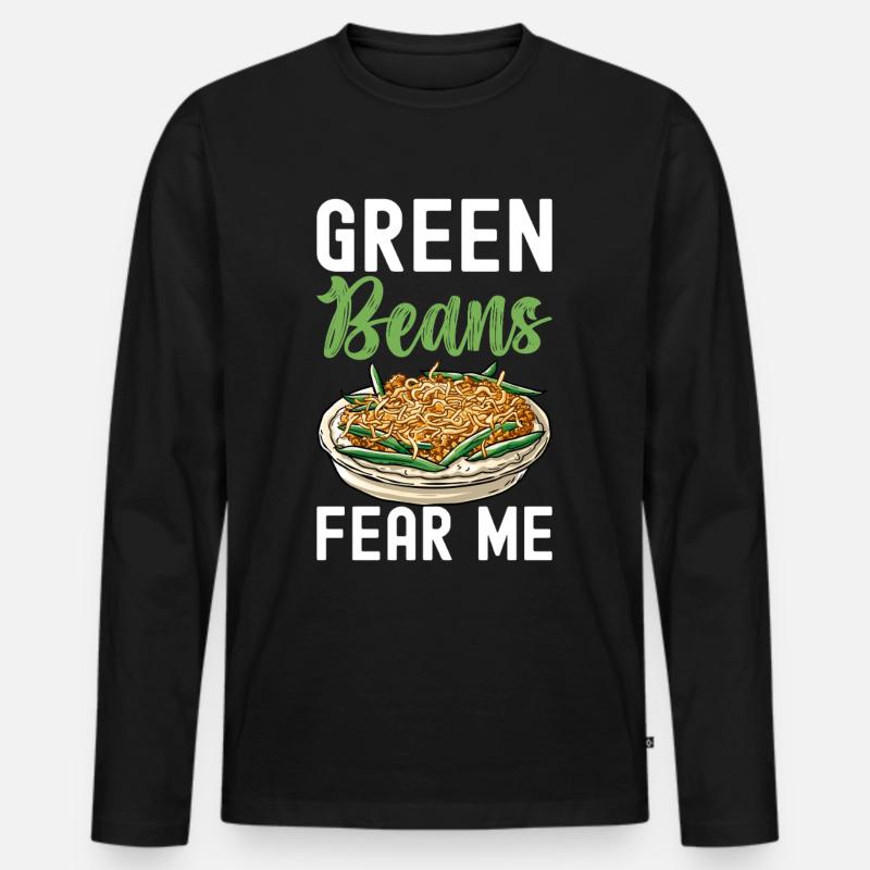 Grüne Bohnen Auflauf - Männer Premium Bio Langarmshirt - Schwarz
