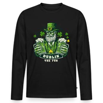 Dublin The Fun St. Patrick's Day Style - Men's Premium Organic Long Sleeve Shirt - black - Front - Nico (187cm)