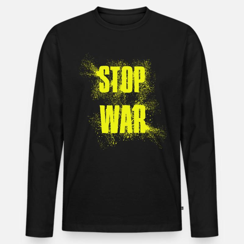 STOP WAR – NO WAR - PEACE - Männer Premium Bio Langarmshirt - Schwarz