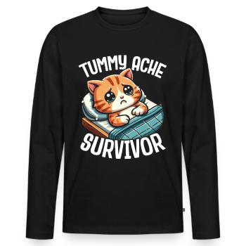 Stomach Pain Survivor Stomach Pain - Men's Premium Organic Long Sleeve Shirt - black - Front - Nico (187cm)