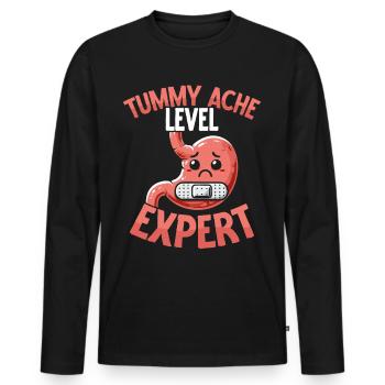 Stomach Pain Survivor Stomach Pain - Men's Premium Organic Long Sleeve Shirt - black - Front - Nico (187cm)