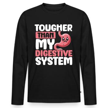 Stomach Pain Survivor Stomach Pain - Men's Premium Organic Long Sleeve Shirt - black - Front - Nico (187cm)