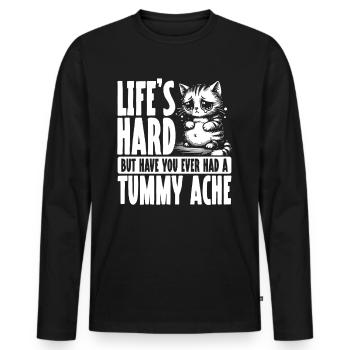 Stomach Pain Survivor Stomach Pain - Men's Premium Organic Long Sleeve Shirt - black - Front - Nico (187cm)
