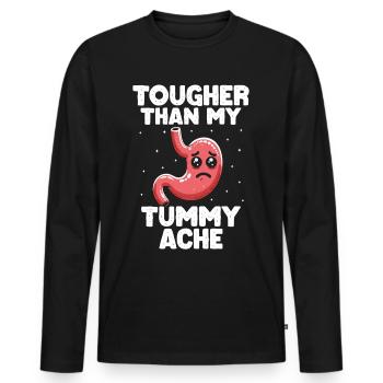 Stomach Pain Survivor Stomach Pain - Men's Premium Organic Long Sleeve Shirt - black - Front - Nico (187cm)